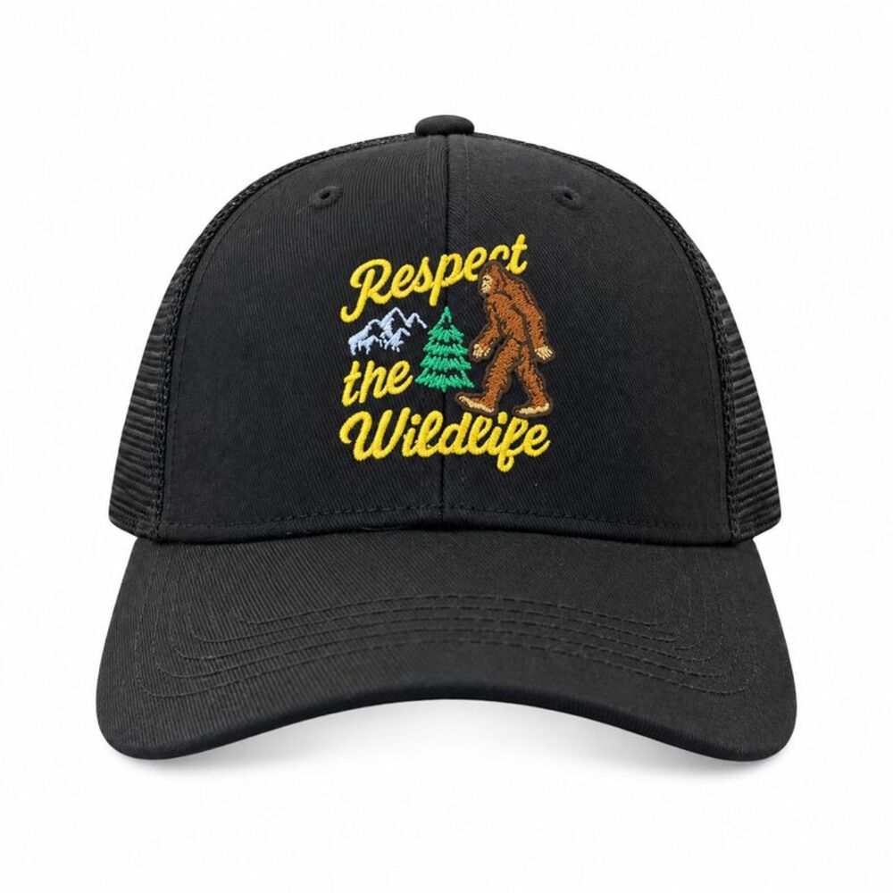 Respect The Wildlife Hat Funny Bigfoot Sasquatch Trucker Cap